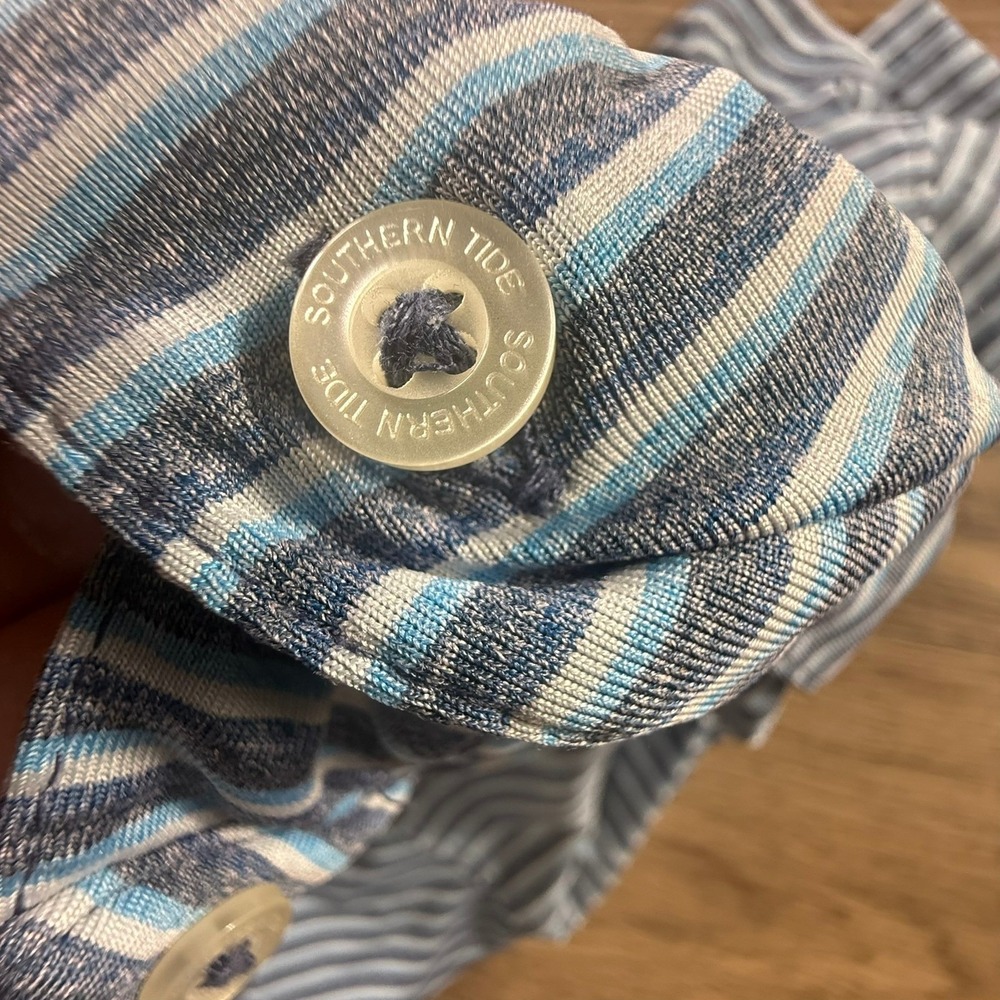 Southern Tide Men's Performance Striped Polo Golf Size L Blue Preppy Summer - Picture 8 of 12